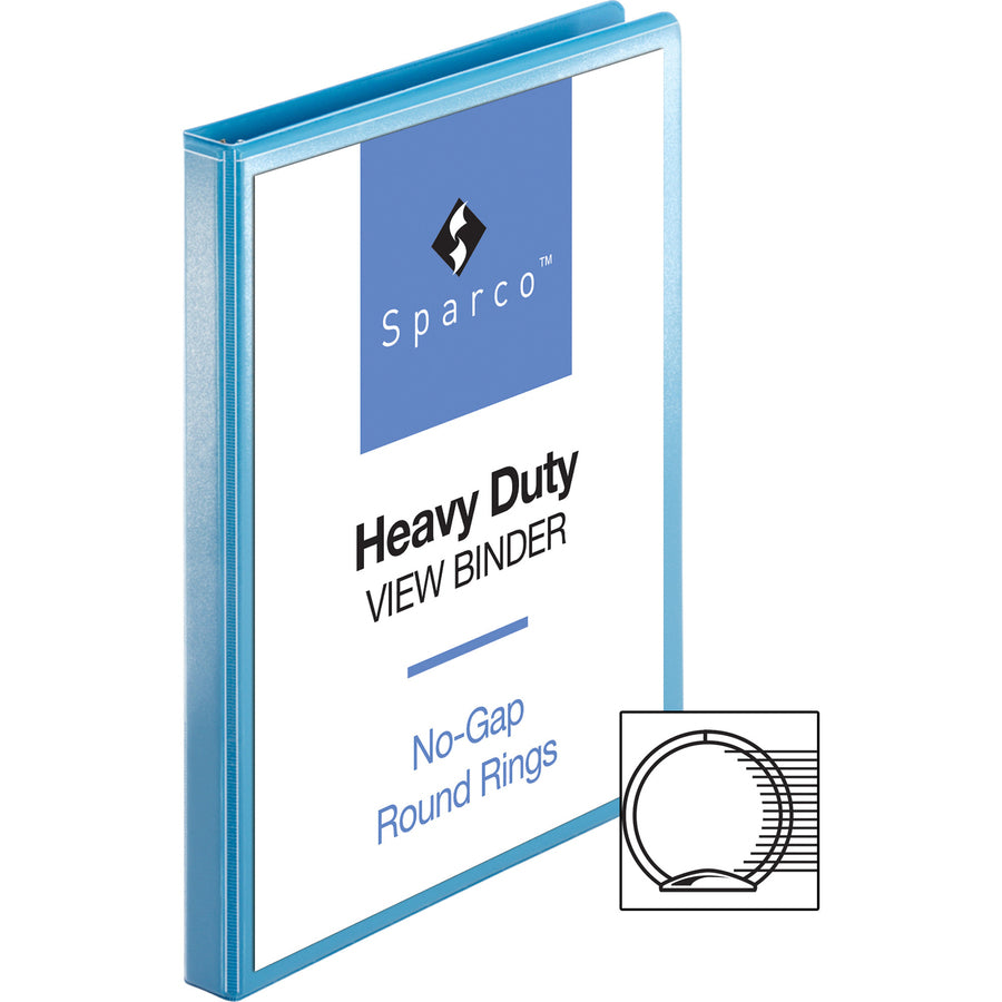 Business Source Round-ring View Binder - 1/2" Binder Capacity - Letter - 8 1/2" x 11" Sheet Size - 125 Sheet Capacity - Round Ring Fastener(s) - 2 Internal Pocket(s) - Polypropylene, Chipboard, Board - Light Blue - Wrinkle-free, Non-glare, Transfer S