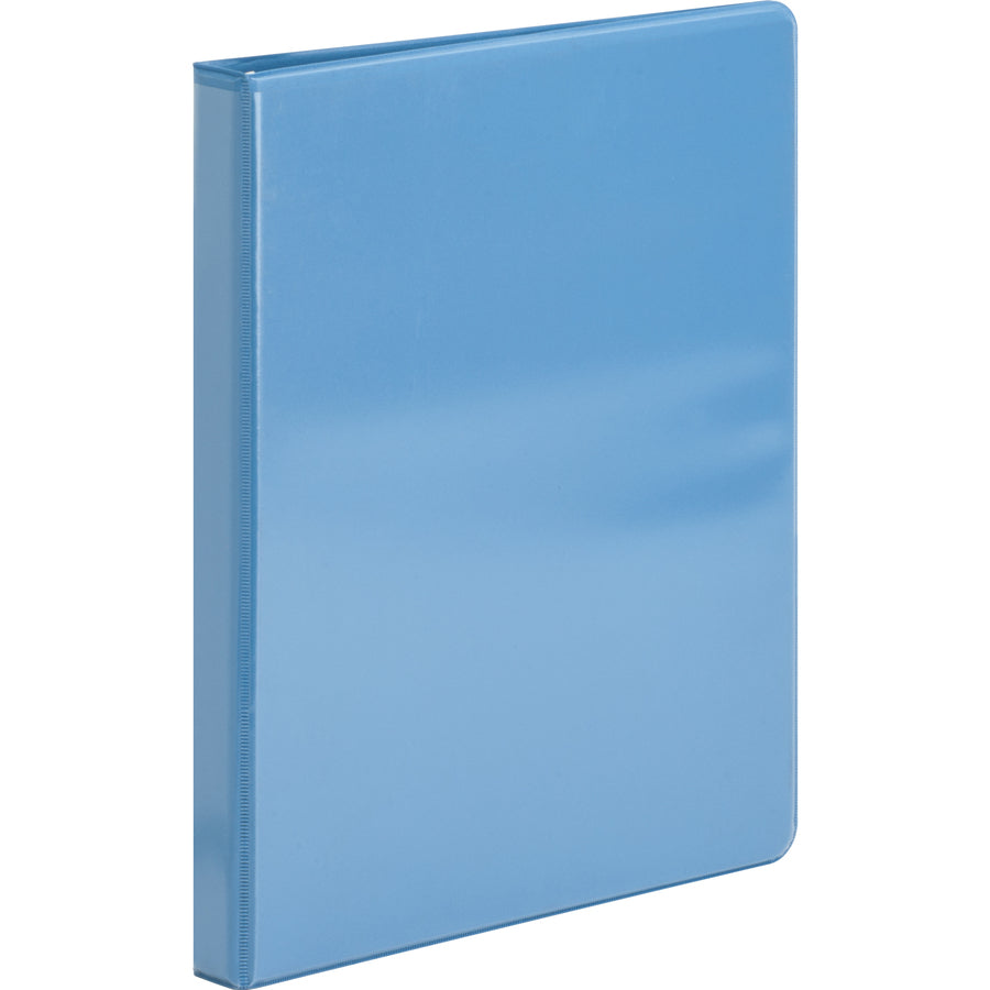business-source-round-ring-view-binder-1-2-binder-capacity-letter-8-1-2-x-11-sheet-size-125-sheet-capacity-round-ring-fasteners-2-internal-pockets-polypropylene-chipboard-board-light-blue-wrinkle-free-non-glare-transfer-s_bsn19552 - 8