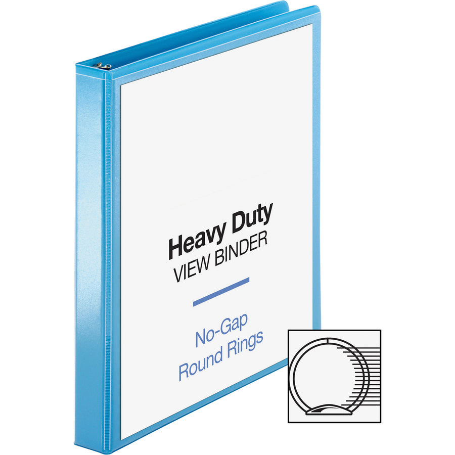 Business Source Round-ring View Binder - 1" Binder Capacity - Letter - 8 1/2" x 11" Sheet Size - 225 Sheet Capacity - Round Ring Fastener(s) - 2 Internal Pocket(s) - Polypropylene, Chipboard, Board - Light Blue - Wrinkle-free, Non-glare, Transfer Saf