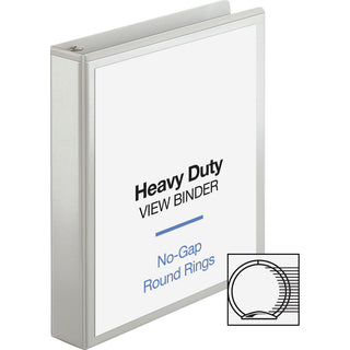 Business Source Round-ring View Binder - 1 1/2" Binder Capacity - Letter - 8 1/2" x 11" Sheet Size - 350 Sheet Capacity - Round Ring Fastener(s) - 2 Internal Pocket(s) - Polypropylene, Chipboard, Board - White - Wrinkle-free, Non-glare, Transfer Safe