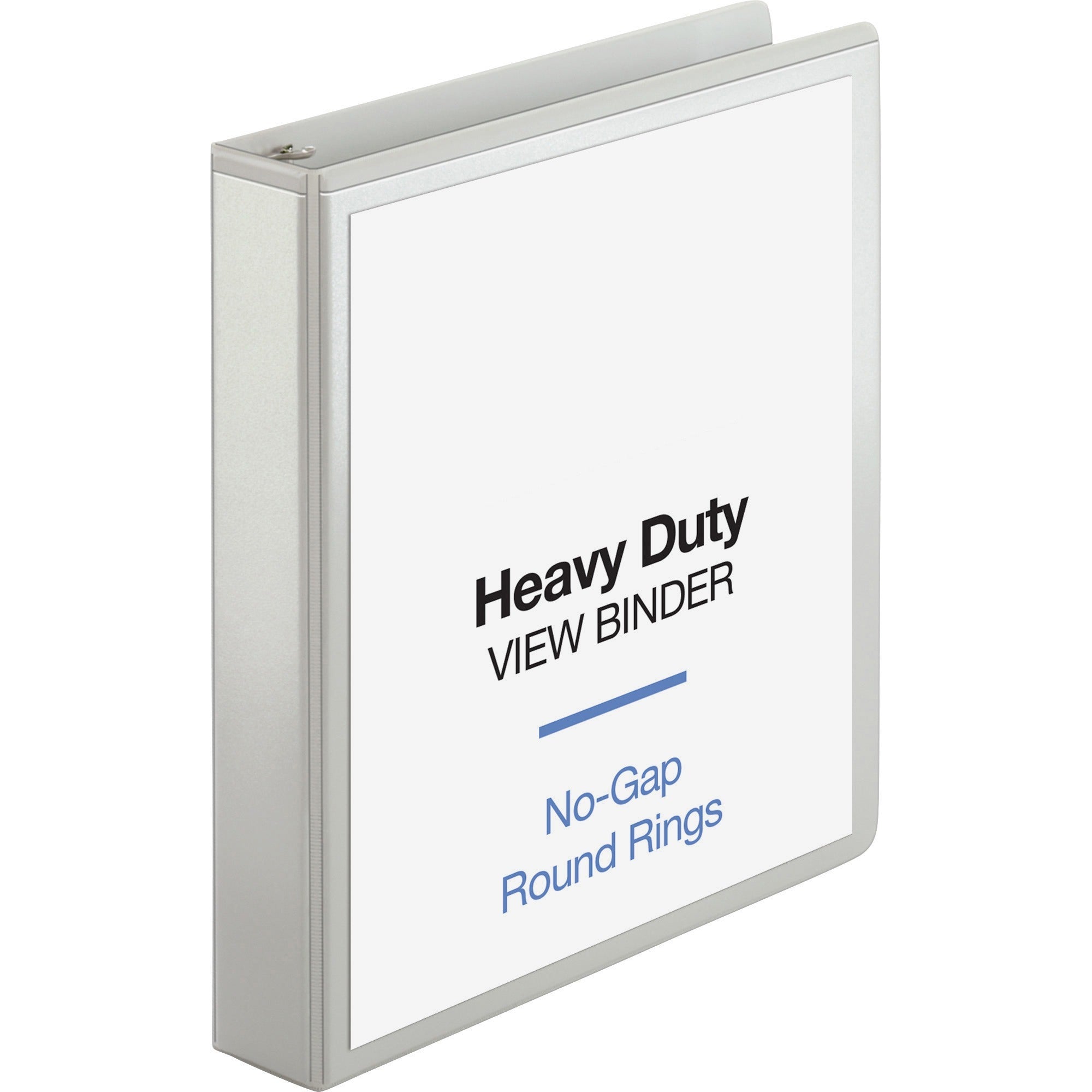 Business Source Round-ring View Binder - 1 1/2" Binder Capacity - Letter - 8 1/2" x 11" Sheet Size - 350 Sheet Capacity - Round Ring Fastener(s) - 2 Internal Pocket(s) - Polypropylene, Chipboard, Board - White - Wrinkle-free, Non-glare, Transfer Safe