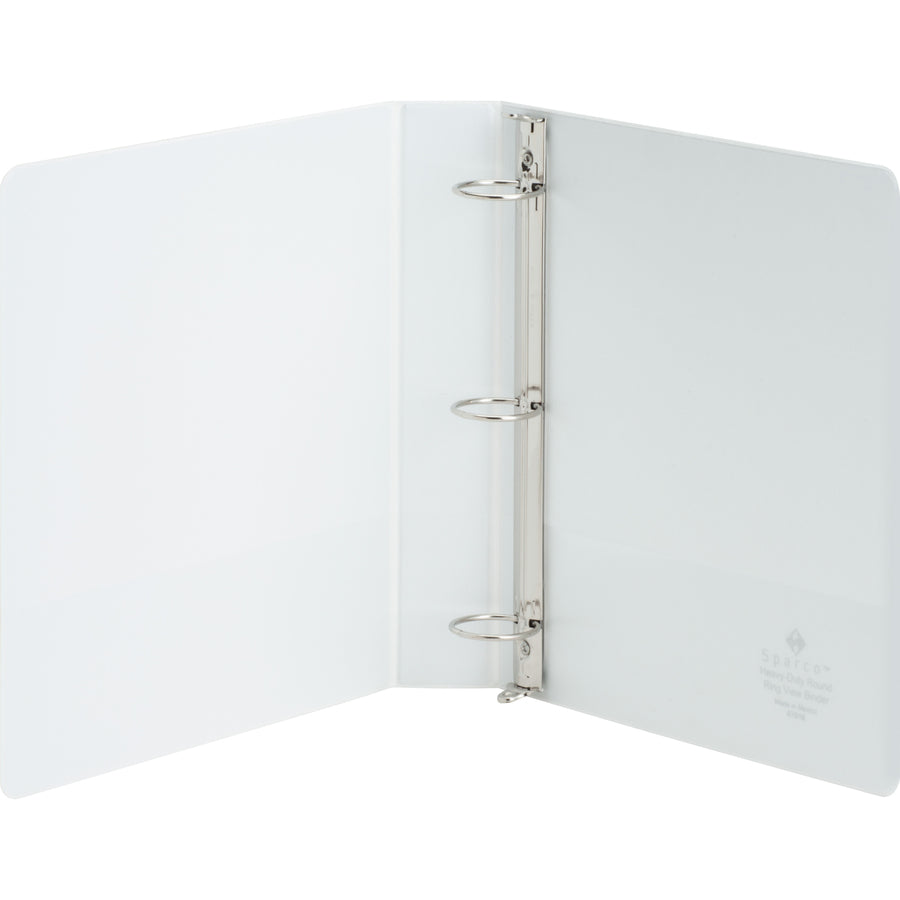 business-source-round-ring-view-binder-1-1-2-binder-capacity-letter-8-1-2-x-11-sheet-size-350-sheet-capacity-round-ring-fasteners-2-internal-pockets-polypropylene-chipboard-board-white-wrinkle-free-non-glare-transfer-safe_bsn19651 - 3
