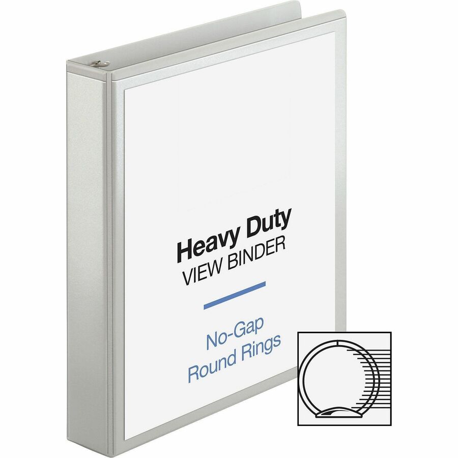 Business Source Round-ring View Binder - 1 1/2" Binder Capacity - Letter - 8 1/2" x 11" Sheet Size - 350 Sheet Capacity - Round Ring Fastener(s) - 2 Internal Pocket(s) - Polypropylene, Chipboard, Board - White - Wrinkle-free, Non-glare, Transfer Safe