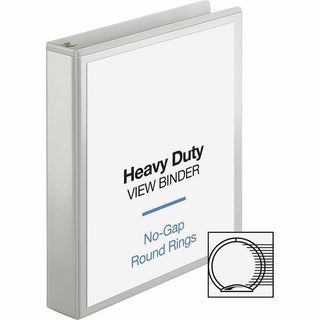 Business Source Round-ring View Binder - 1 1/2" Binder Capacity - Letter - 8 1/2" x 11" Sheet Size - 350 Sheet Capacity - Round Ring Fastener(s) - 2 Internal Pocket(s) - Polypropylene, Chipboard, Board - White - Wrinkle-free, Non-glare, Transfer Safe