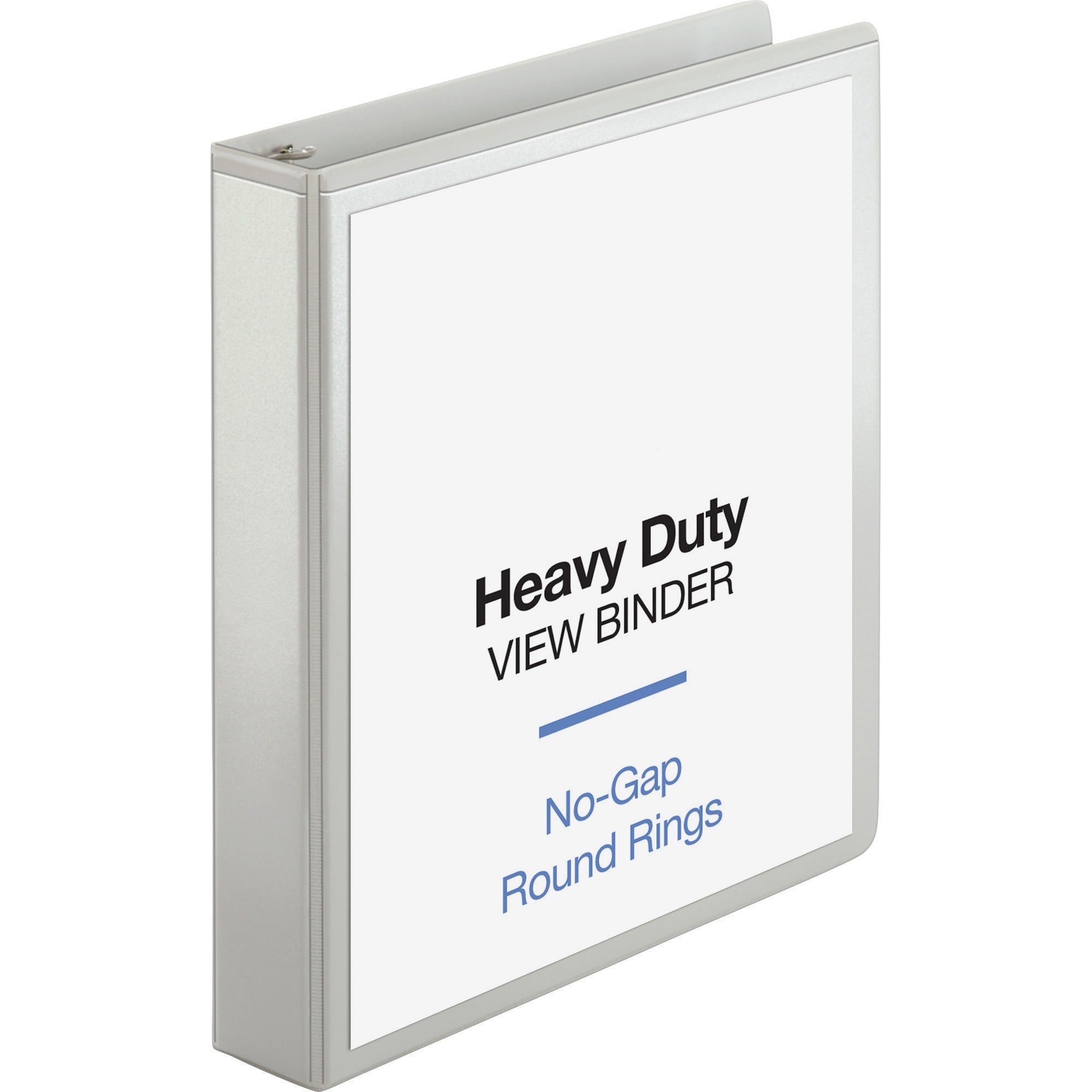 business-source-round-ring-view-binder-1-1-2-binder-capacity-letter-8-1-2-x-11-sheet-size-350-sheet-capacity-round-ring-fasteners-2-internal-pockets-polypropylene-chipboard-board-white-wrinkle-free-non-glare-transfer-safe_bsn19651 - 1