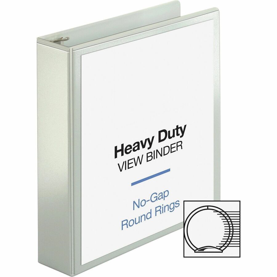 Business Source Round-ring View Binder - 2" Binder Capacity - Letter - 8 1/2" x 11" Sheet Size - 475 Sheet Capacity - Round Ring Fastener(s) - 2 Internal Pocket(s) - Polypropylene, Chipboard, Board - White - Wrinkle-free, Non-glare, Transfer Safe, Ga