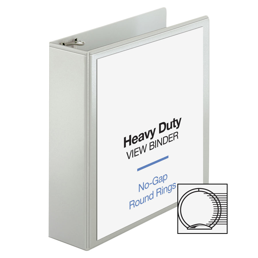 Business Source Round-ring View Binder - 3" Binder Capacity - Letter - 8 1/2" x 11" Sheet Size - 625 Sheet Capacity - Round Ring Fastener(s) - 2 Internal Pocket(s) - Polypropylene, Chipboard, Board - White - Wrinkle-free, Non-glare, Transfer Safe, Ga