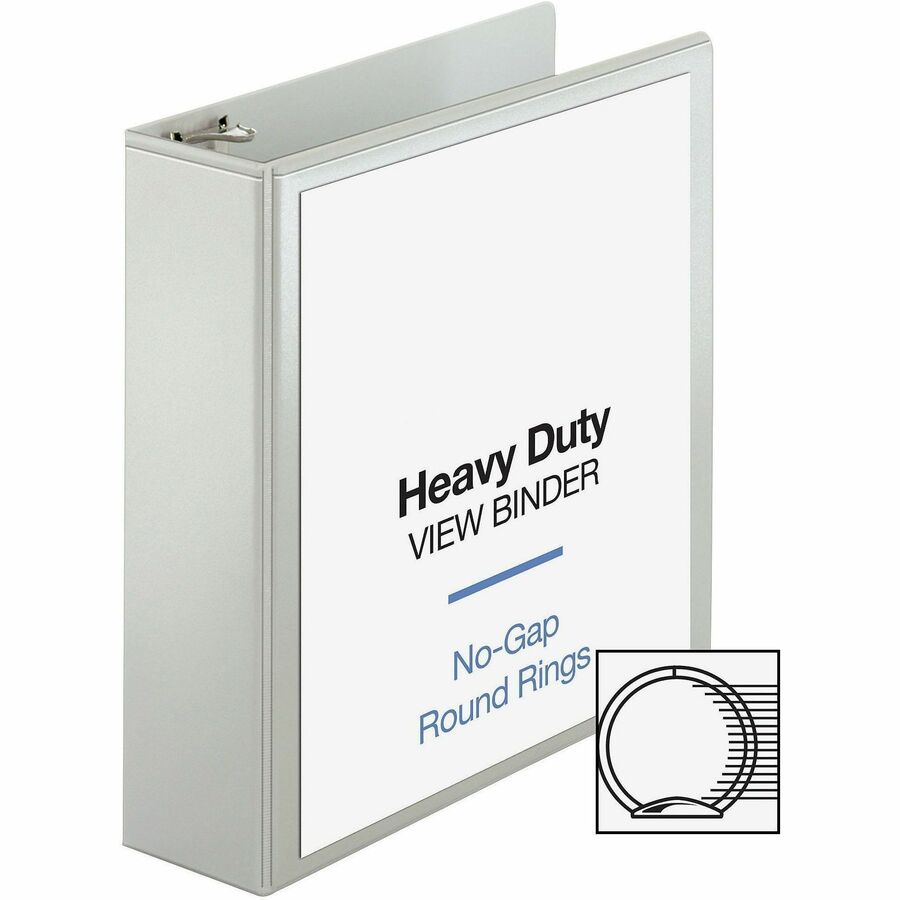 Business Source Round-ring View Binder - 3" Binder Capacity - Letter - 8 1/2" x 11" Sheet Size - 625 Sheet Capacity - Round Ring Fastener(s) - 2 Internal Pocket(s) - Polypropylene, Chipboard, Board - White - Wrinkle-free, Non-glare, Transfer Safe, Ga