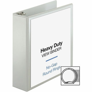 Business Source Round-ring View Binder - 3" Binder Capacity - Letter - 8 1/2" x 11" Sheet Size - 625 Sheet Capacity - Round Ring Fastener(s) - 2 Internal Pocket(s) - Polypropylene, Chipboard, Board - White - Wrinkle-free, Non-glare, Transfer Safe, Ga