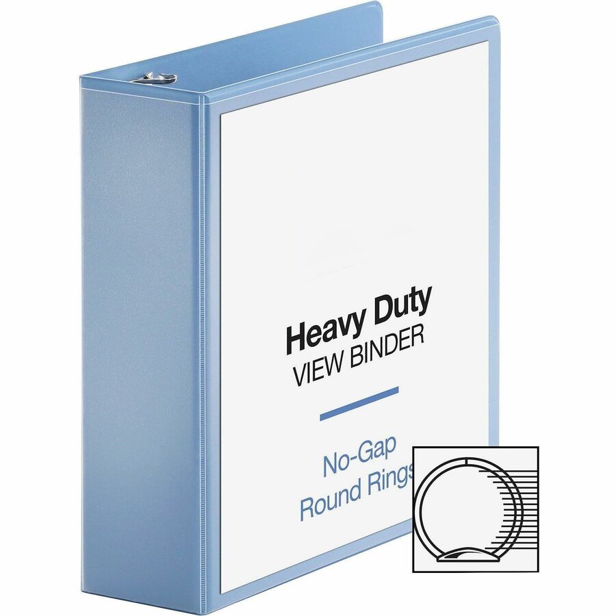 Business Source Round-ring View Binder - 3" Binder Capacity - Letter - 8 1/2" x 11" Sheet Size - 625 Sheet Capacity - Round Ring Fastener(s) - 2 Internal Pocket(s) - Polypropylene, Chipboard, Board - Light Blue - Wrinkle-free, Non-glare, Transfer Saf