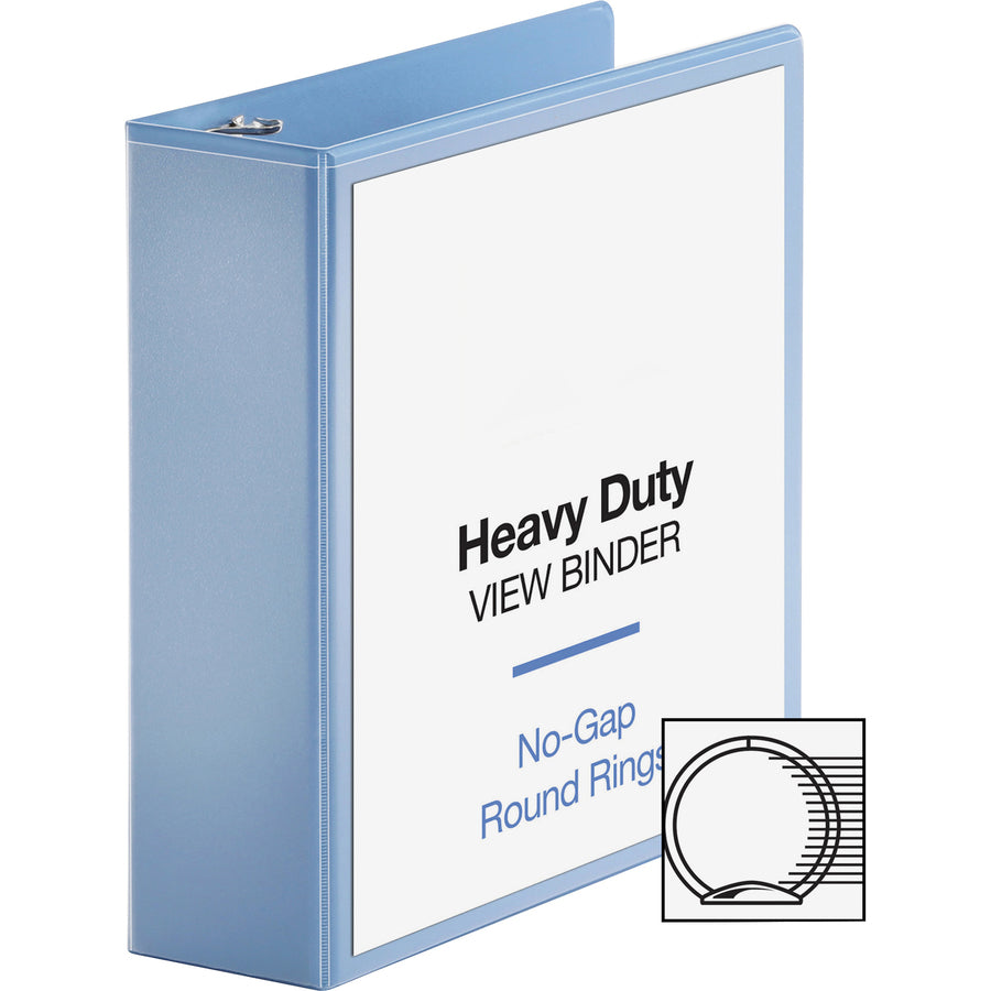 Business Source Round-ring View Binder - 3" Binder Capacity - Letter - 8 1/2" x 11" Sheet Size - 625 Sheet Capacity - Round Ring Fastener(s) - 2 Internal Pocket(s) - Polypropylene, Chipboard, Board - Light Blue - Wrinkle-free, Non-glare, Transfer Saf
