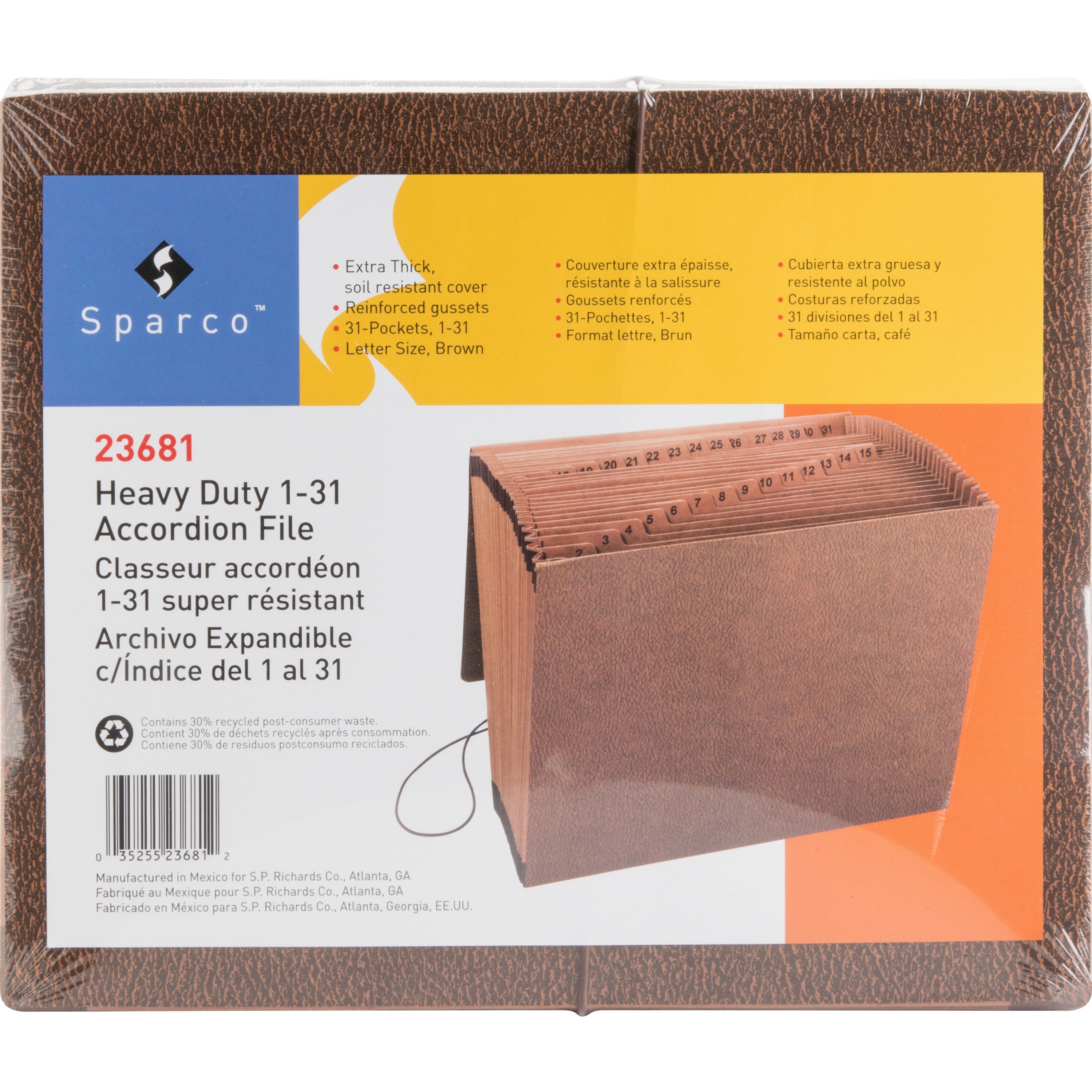 business-source-letter-recycled-expanding-file-8-1-2-x-11-31-pockets-brown-30%-recycled-1-each_bsn23681 - 2