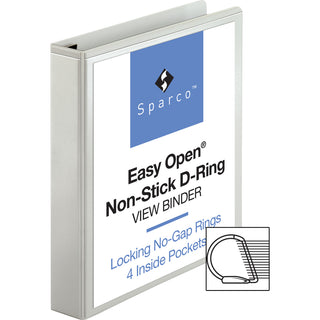 Business Source Locking D-Ring View Binder - 1 1/2" Binder Capacity - Letter - 8 1/2" x 11" Sheet Size - 325 Sheet Capacity - D-Ring Fastener(s) - 4 Inside Front & Back Pocket(s) - Polypropylene, Chipboard - White - Recycled - Acid-free, Non-glare, C