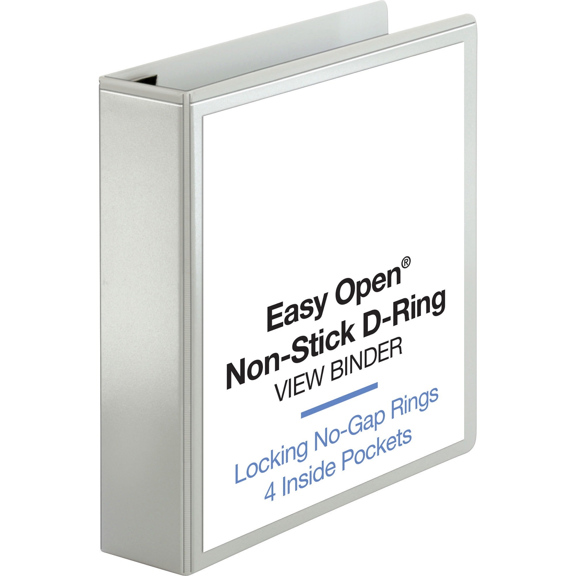 Business Source Locking D-Ring View Binder - 2" Binder Capacity - Letter - 8 1/2" x 11" Sheet Size - 500 Sheet Capacity - D-Ring Fastener(s) - 4 Inside Front & Back Pocket(s) - Polypropylene, Chipboard - White - Recycled - Acid-free, Non-glare, Clear