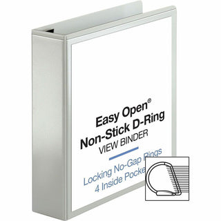 Business Source Locking D-Ring View Binder - 2" Binder Capacity - Letter - 8 1/2" x 11" Sheet Size - 500 Sheet Capacity - D-Ring Fastener(s) - 4 Inside Front & Back Pocket(s) - Polypropylene, Chipboard - White - Recycled - Acid-free, Non-glare, Clear