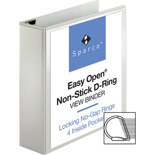 Business Source Locking D-Ring View Binder - 3" Binder Capacity - Letter - 8 1/2" x 11" Sheet Size - 650 Sheet Capacity - D-Ring Fastener(s) - 4 Inside Front & Back Pocket(s) - Polypropylene, Chipboard - White - Recycled - Acid-free, Non-glare, Clear