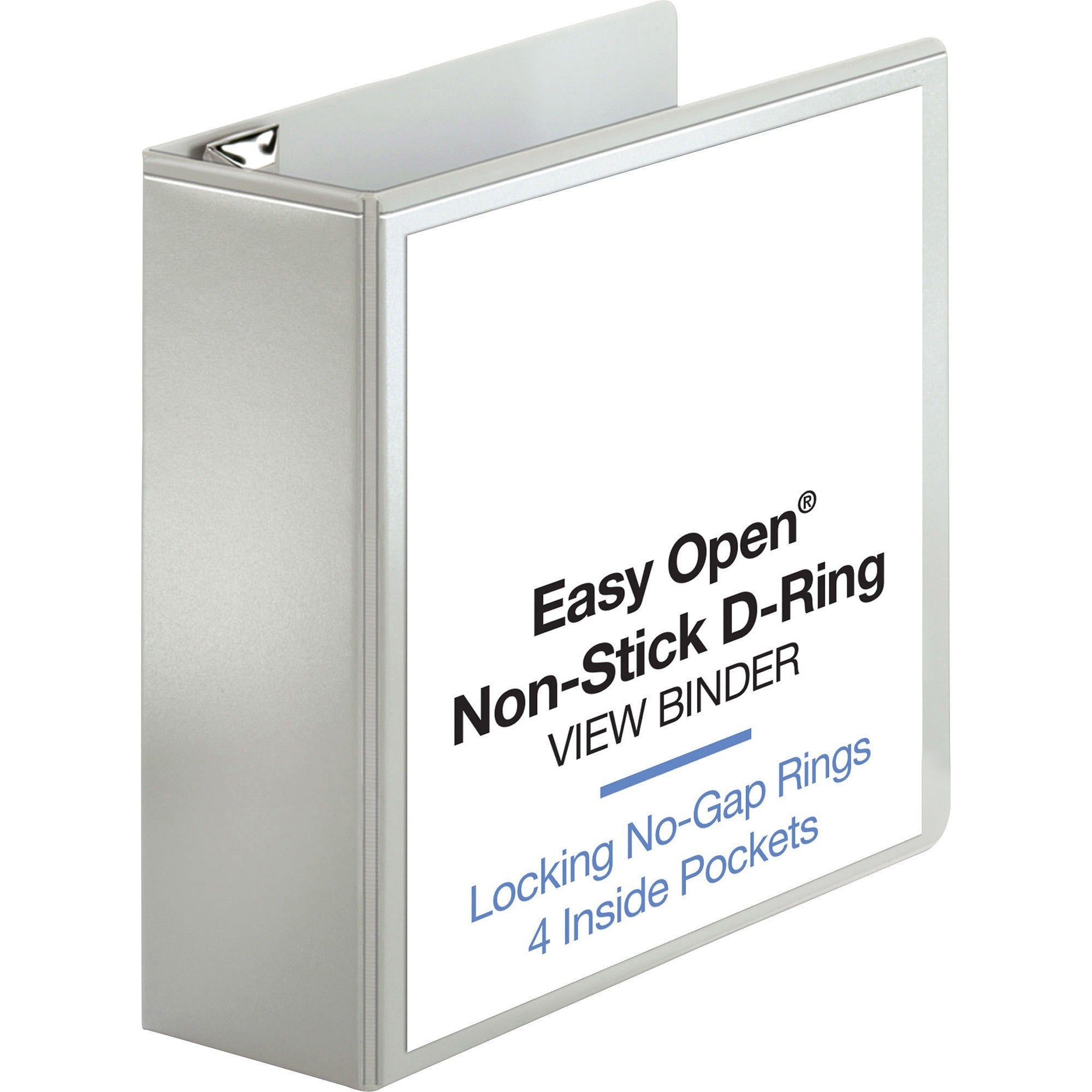 business-source-locking-d-ring-view-binder-4-binder-capacity-letter-8-1-2-x-11-sheet-size-775-sheet-capacity-d-ring-fasteners-4-inside-front-&-back-pockets-polypropylene-chipboard-white-recycled-acid-free-non-glare-clear_bsn26963 - 1