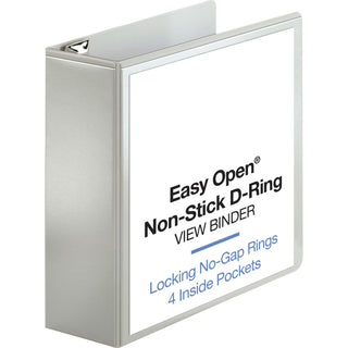 Business Source Locking D-Ring View Binder - 4" Binder Capacity - Letter - 8 1/2" x 11" Sheet Size - 775 Sheet Capacity - D-Ring Fastener(s) - 4 Inside Front & Back Pocket(s) - Polypropylene, Chipboard - White - Recycled - Acid-free, Non-glare, Clear