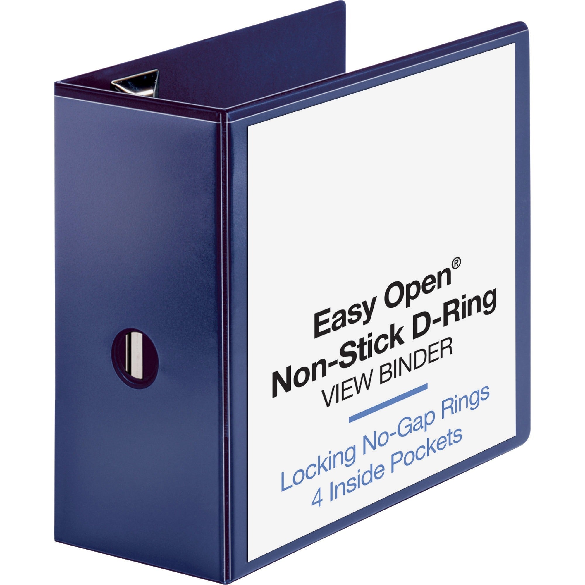 business-source-navy-d-ring-binder-5-binder-capacity-letter-8-1-2-x-11-sheet-size-d-ring-fasteners-4-pockets-polypropylene-navy-clear-overlay-non-stick-ink-transfer-resistant-locking-ring-1-each_bsn26978 - 1