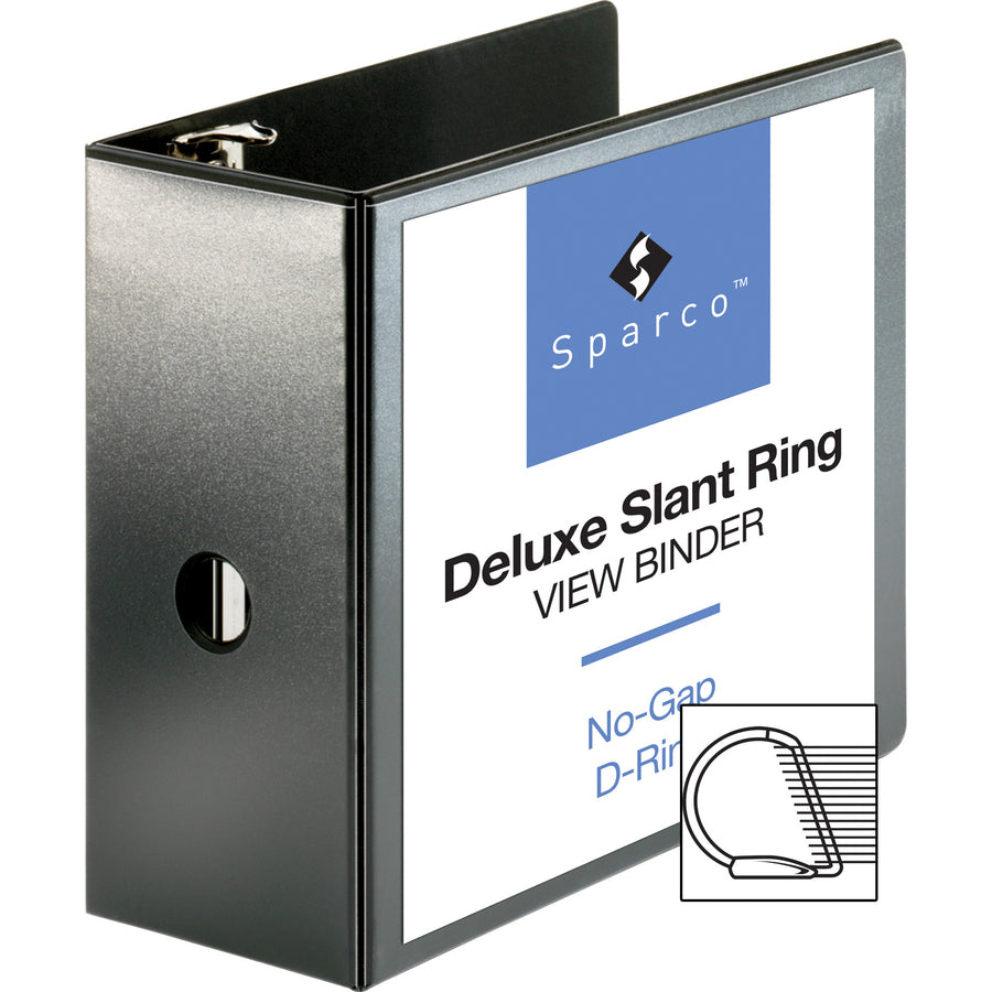 Business Source Slant-D Ring Binder - 5" Binder Capacity - Letter - 8 1/2" x 11" Sheet Size - 975 Sheet Capacity - Slant D-Ring Fastener(s) - 2 Internal Pocket(s) - Polypropylene, Chipboard - Black - Durable, PVC-free, Non-stick, Ink-transfer Resista