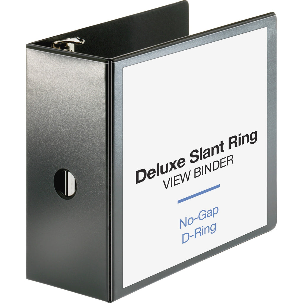 Business Source Slant-D Ring Binder - 5" Binder Capacity - Letter - 8 1/2" x 11" Sheet Size - 975 Sheet Capacity - Slant D-Ring Fastener(s) - 2 Internal Pocket(s) - Polypropylene, Chipboard - Black - Durable, PVC-free, Non-stick, Ink-transfer Resista