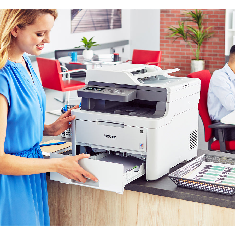 Brother MFC-L3710CW Compact Digital Color All-in-One Printer Providing Laser Quality Results with Wireless - Copier/Fax/Printer/Scanner - 19 ppm Mono/19 ppm Color Print - 600 x 2400 dpi Print - Up to 30000 Pages Monthly - 251 sheets Input - Color Sca