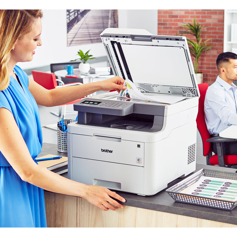 Brother MFC-L3710CW Compact Digital Color All-in-One Printer Providing Laser Quality Results with Wireless - Copier/Fax/Printer/Scanner - 19 ppm Mono/19 ppm Color Print - 600 x 2400 dpi Print - Up to 30000 Pages Monthly - 251 sheets Input - Color Sca