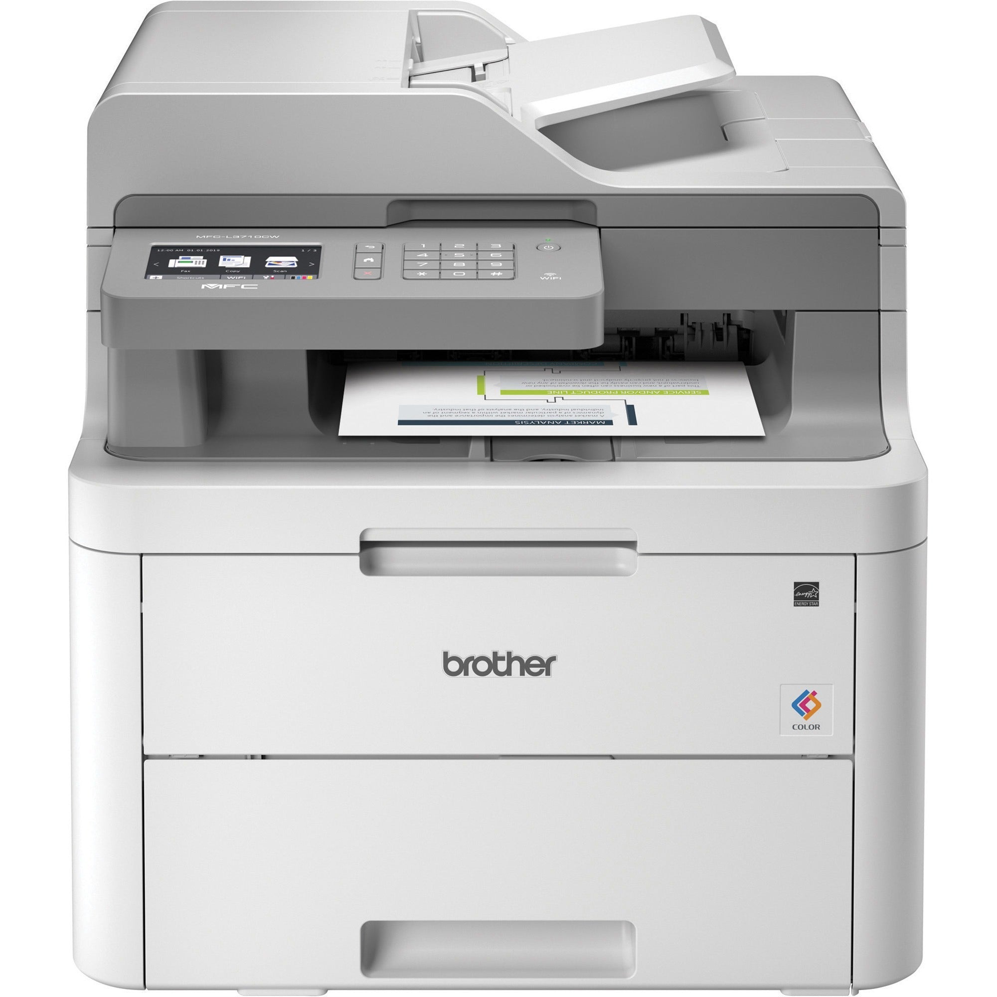 Brother MFC-L3710CW Compact Digital Color All-in-One Printer Providing Laser Quality Results with Wireless - Copier/Fax/Printer/Scanner - 19 ppm Mono/19 ppm Color Print - 600 x 2400 dpi Print - Up to 30000 Pages Monthly - 251 sheets Input - Color Sca - 2