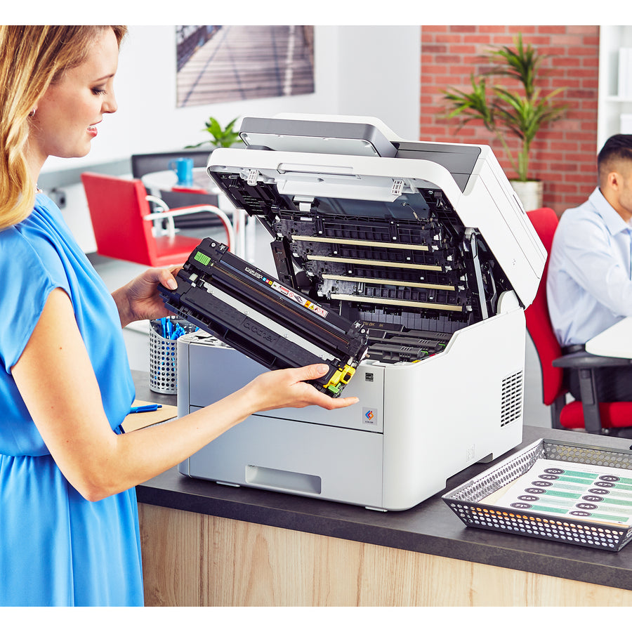 Brother MFC-L3710CW Compact Digital Color All-in-One Printer Providing Laser Quality Results with Wireless - Copier/Fax/Printer/Scanner - 19 ppm Mono/19 ppm Color Print - 600 x 2400 dpi Print - Up to 30000 Pages Monthly - 251 sheets Input - Color Sca
