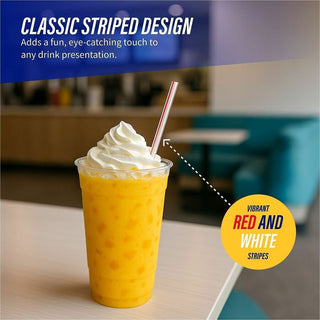 Genuine Joe Jumbo Striped Straws - 7.8" Length - Plastic - 24 / Carton - Red, White