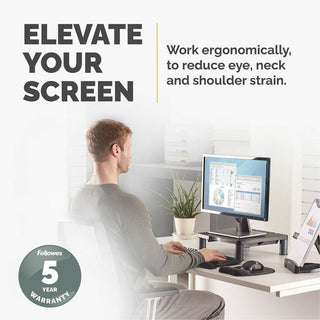Standard Monitor Riser, 13.38" x 13.63" x 2" to 4", Graphite, Supports 60 lbs