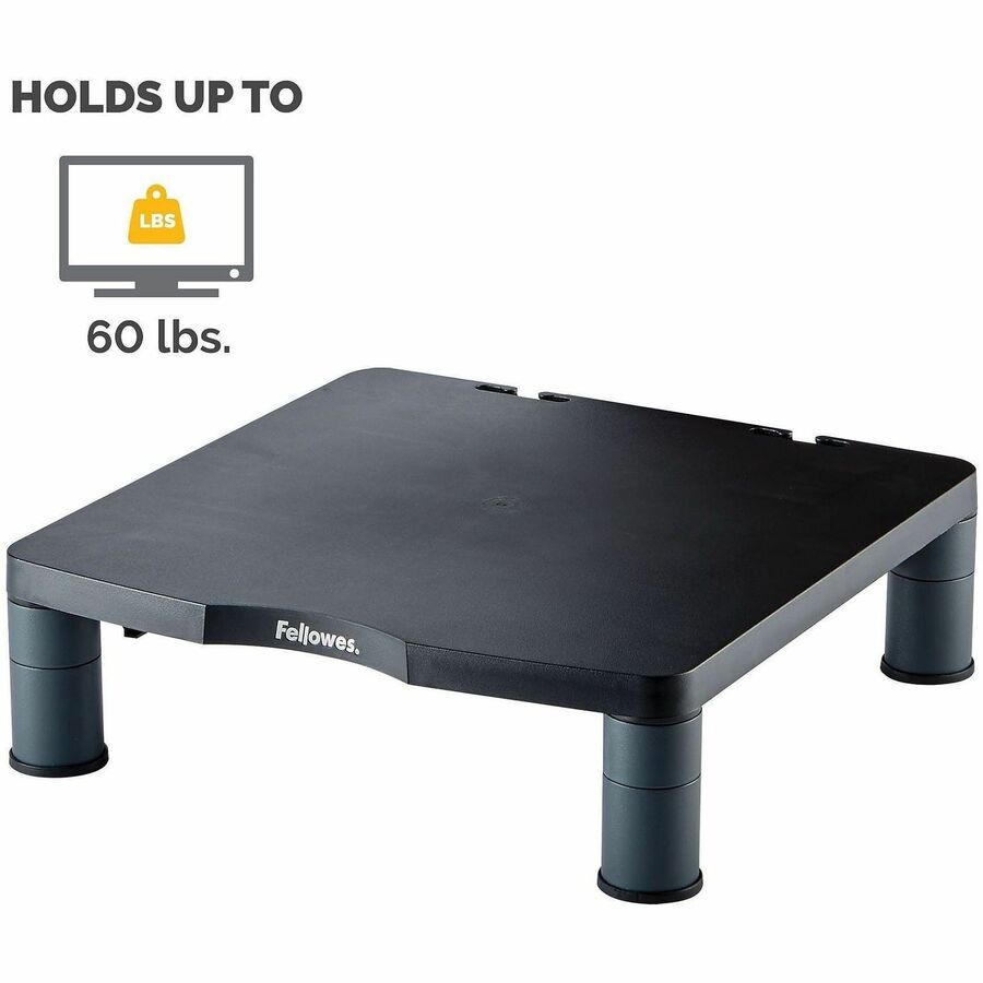 Standard Monitor Riser, 13.38" x 13.63" x 2" to 4", Graphite, Supports 60 lbs