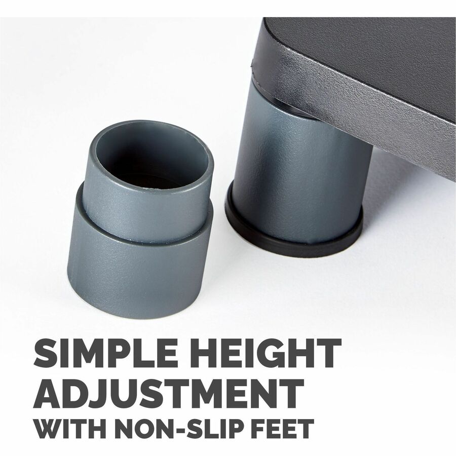 Standard Monitor Riser, 13.38" x 13.63" x 2" to 4", Graphite, Supports 60 lbs