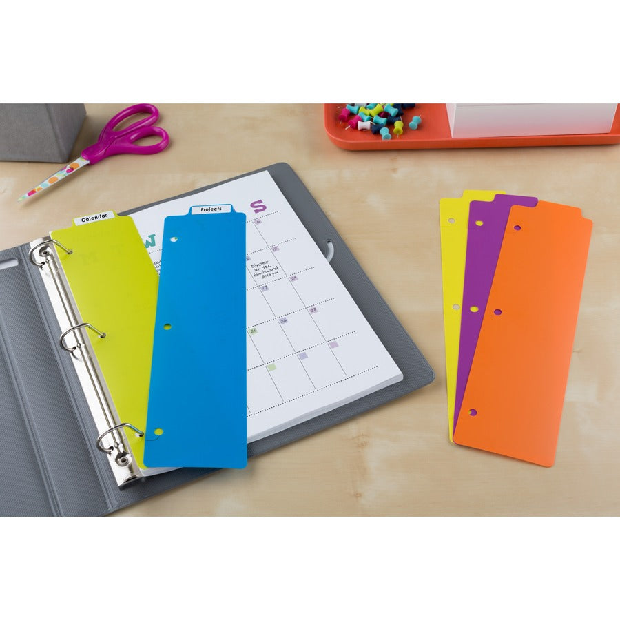 Tabbed Snap-In Bookmark Plastic Dividers, 5-Tab, 11.5 x 3, Assorted, 1 Set
