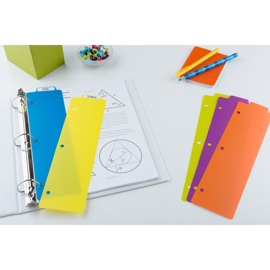 Tabbed Snap-In Bookmark Plastic Dividers, 5-Tab, 11.5 x 3, Assorted, 1 Set