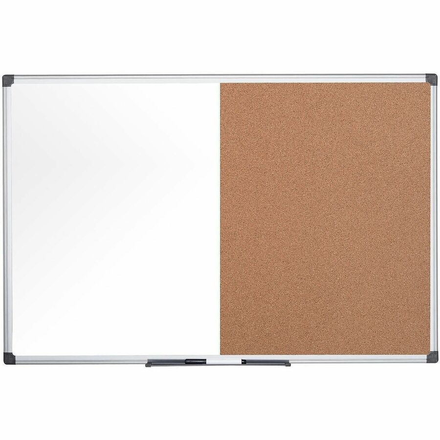 MasterVision Dry-erase Combo Board - 0.50" Height x 48" Width x 72" Depth - Natural Cork, Melamine Surface - Self-healing, Resilient, Easy to Clean, Dry Erase Surface, Durable - Silver Aluminum Frame - 1 Each - TAA Compliant