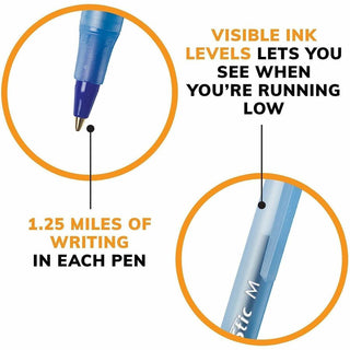 BIC Round Stic Ballpoint Pens - Medium Pen Point - Blue - Blue Barrel - 72 / Bundle