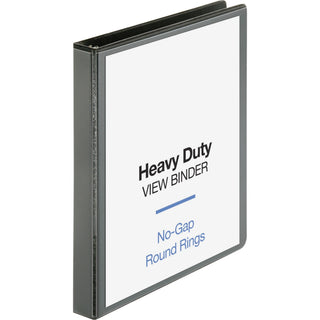 Business Source Heavy-duty View Binder - 1" Binder Capacity - Letter - 8 1/2" x 11" Sheet Size - 225 Sheet Capacity - Round Ring Fastener(s) - 2 Internal Pocket(s) - Polypropylene-covered Chipboard - Black - Wrinkle-free, Non-glare, Gap-free Ring, Du