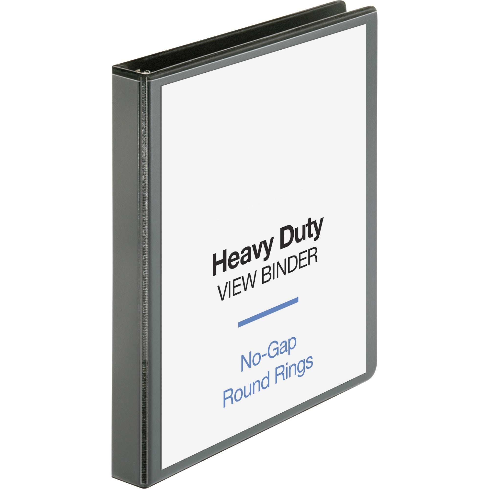 Business Source Heavy-duty View Binder - 1" Binder Capacity - Letter - 8 1/2" x 11" Sheet Size - 225 Sheet Capacity - Round Ring Fastener(s) - 2 Internal Pocket(s) - Polypropylene-covered Chipboard - Black - Wrinkle-free, Non-glare, Gap-free Ring, Du