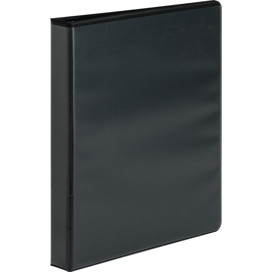 business-source-heavy-duty-view-binder-1-binder-capacity-letter-8-1-2-x-11-sheet-size-225-sheet-capacity-round-ring-fasteners-2-internal-pockets-polypropylene-covered-chipboard-black-wrinkle-free-non-glare-gap-free-ring-du_bsn19600 - 6