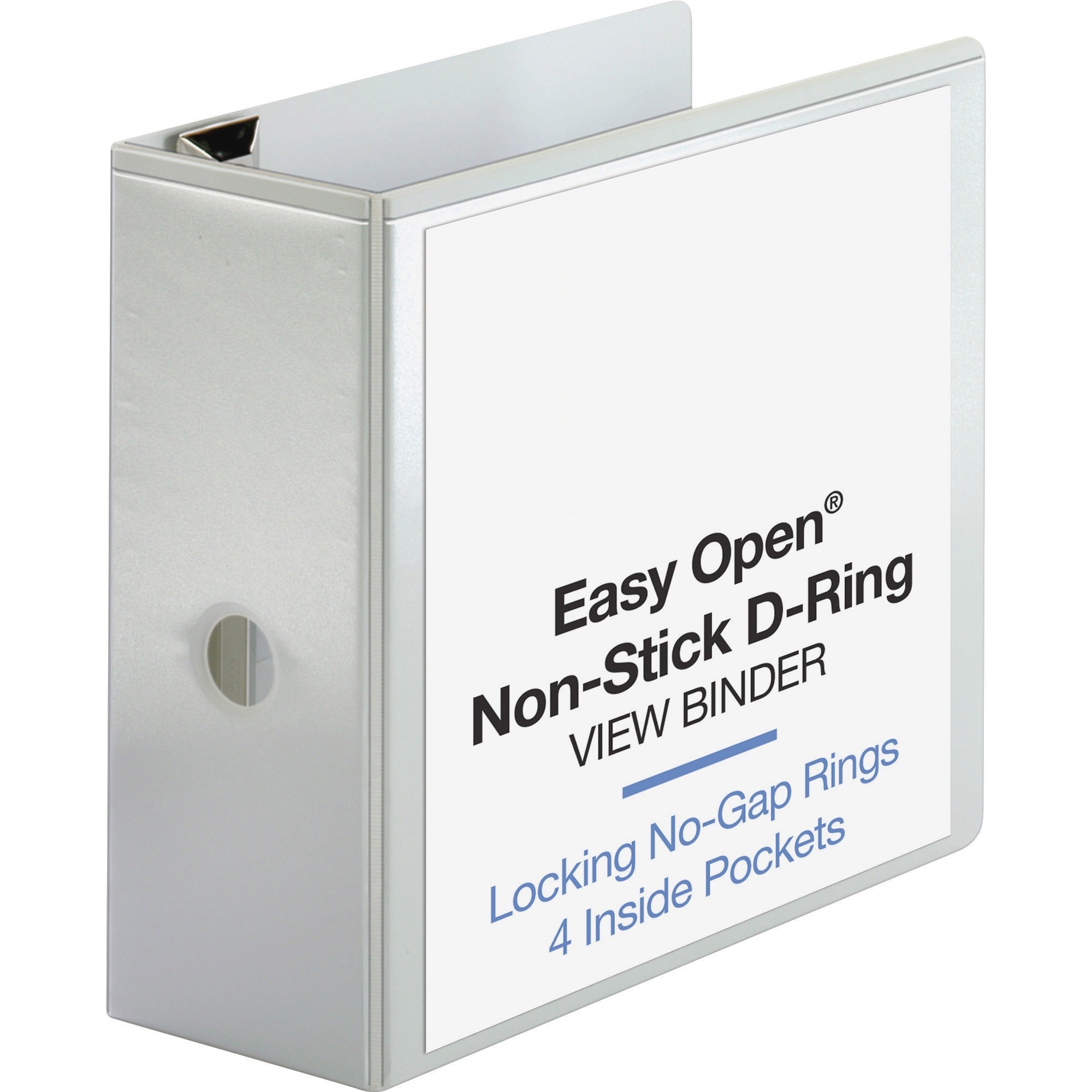 business-source-locking-d-ring-view-binder-5-binder-capacity-letter-8-1-2-x-11-sheet-size-925-sheet-capacity-d-ring-fasteners-4-inside-front-&-back-pockets-polypropylene-covered-chipboard-white-recycled-locking-ring-non-gl_bsn26965 - 1