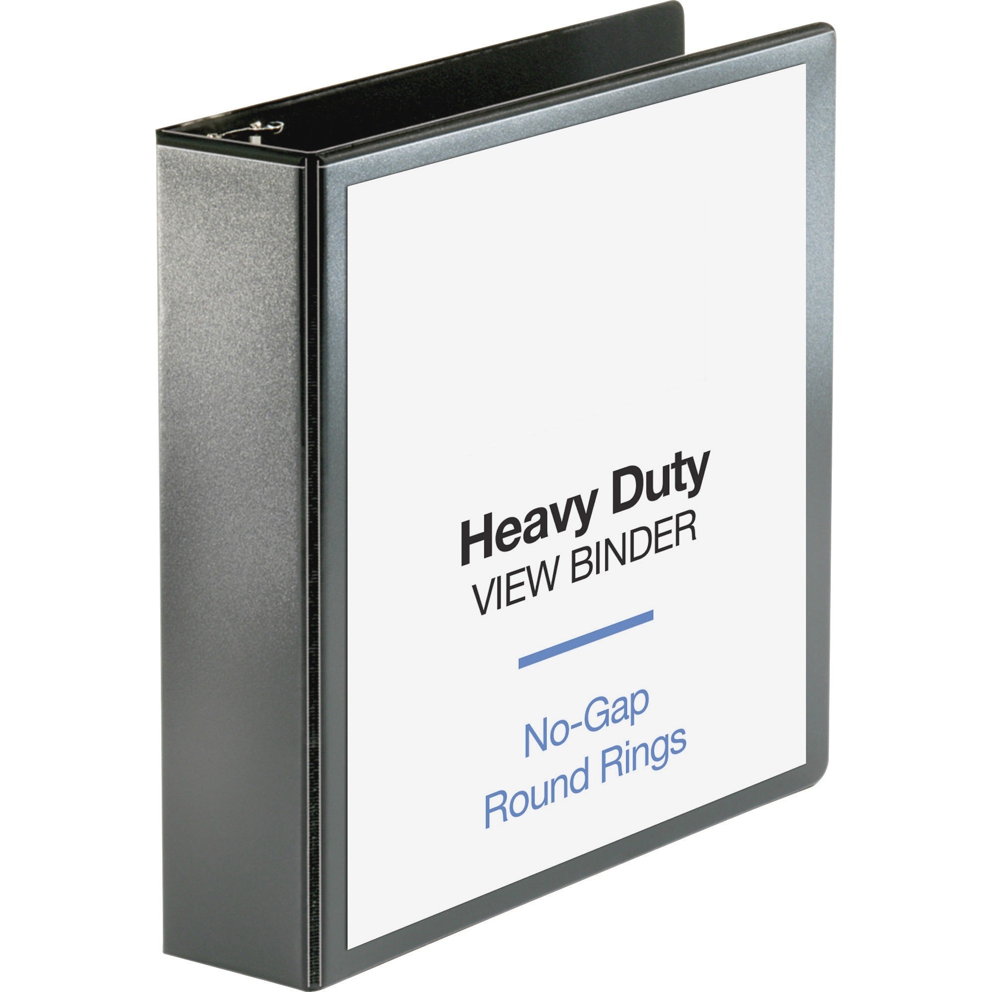 Business Source Heavy-duty View Binder - 2" Binder Capacity - Letter - 8 1/2" x 11" Sheet Size - 475 Sheet Capacity - Round Ring Fastener(s) - 2 Internal Pocket(s) - Polypropylene-covered Chipboard - Black - Non-glare, Clear Overlay, Gap-free Ring, D