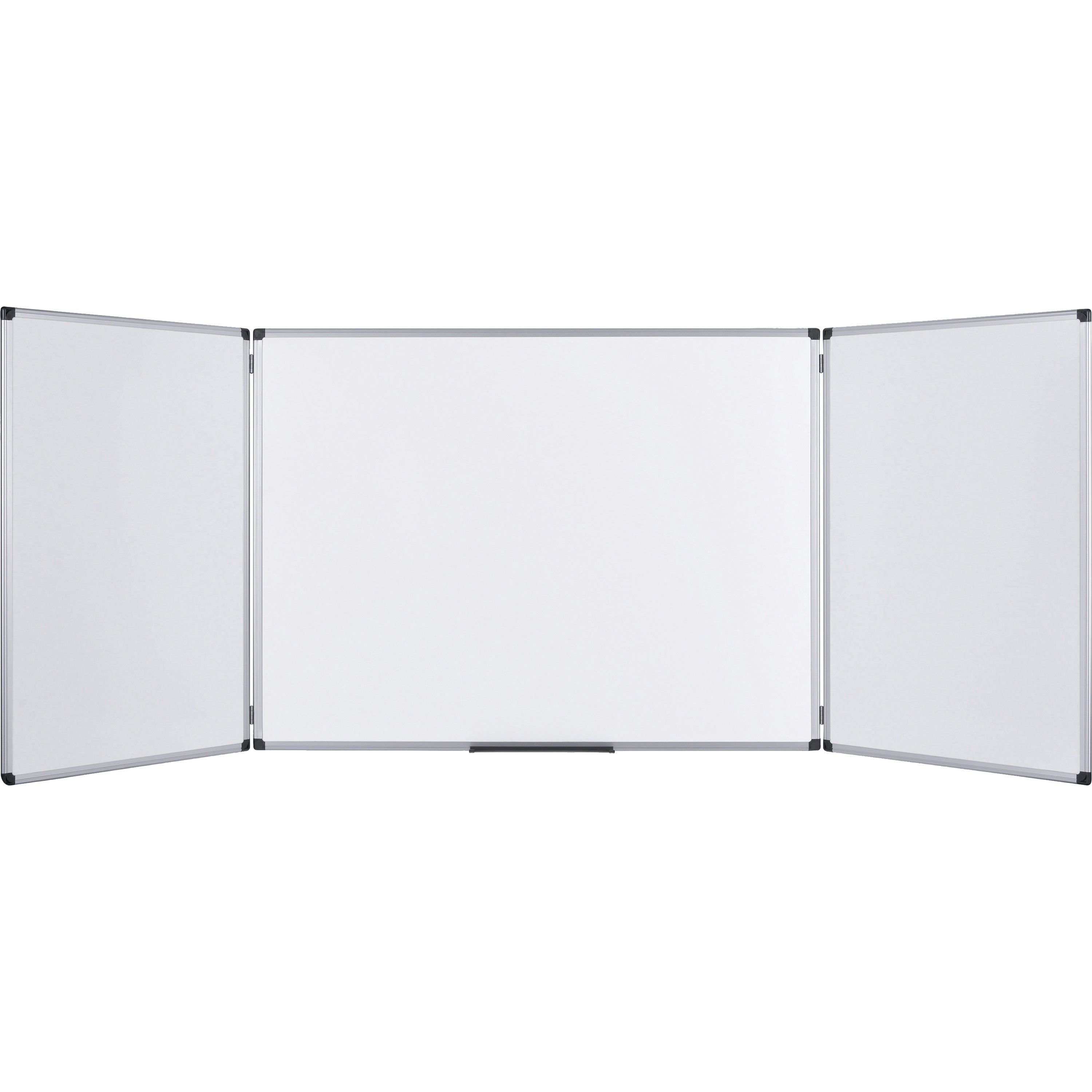 MasterVision Trio Magnetic Whiteboard - 36" (3 ft) Width x 96" (8 ft) Height - White Surface - Rectangle - Magnetic - Assembly Required - 1 Each