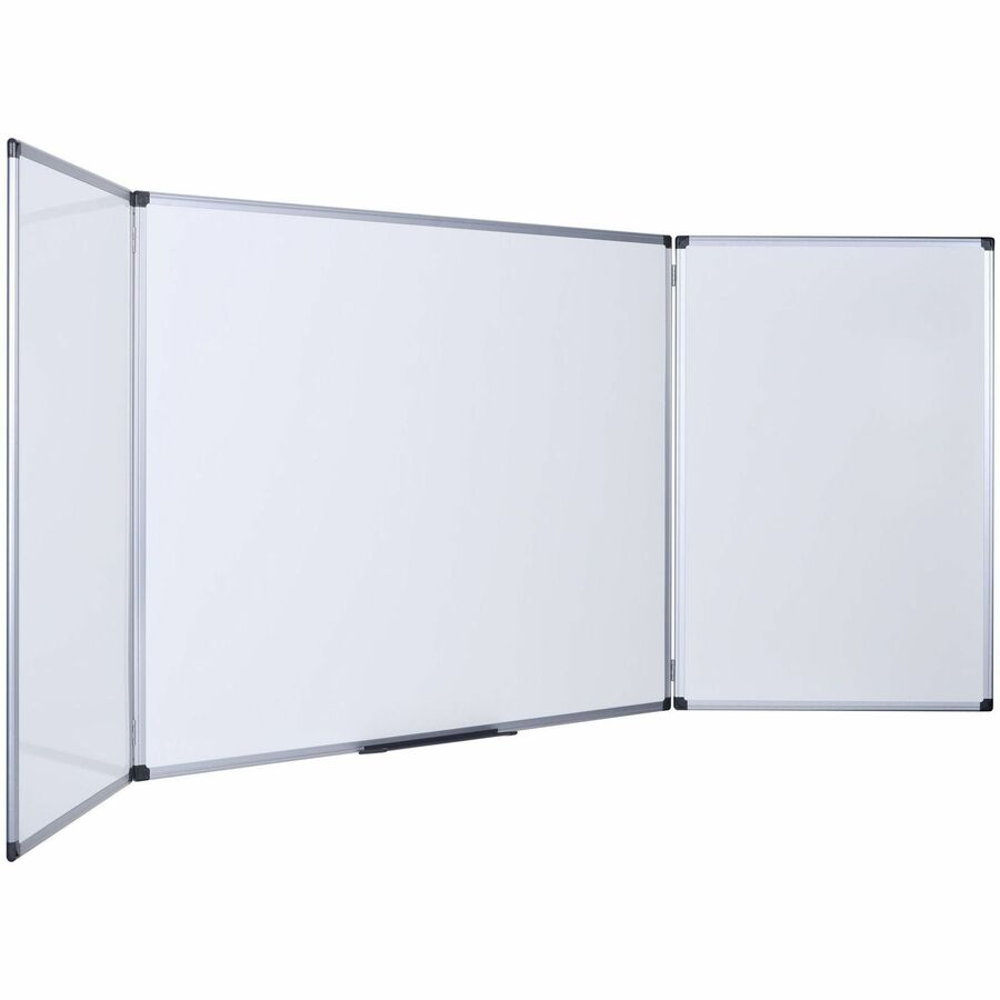 MasterVision Trio Magnetic Whiteboard - 36" (3 ft) Width x 96" (8 ft) Height - White Surface - Rectangle - Magnetic - Assembly Required - 1 Each