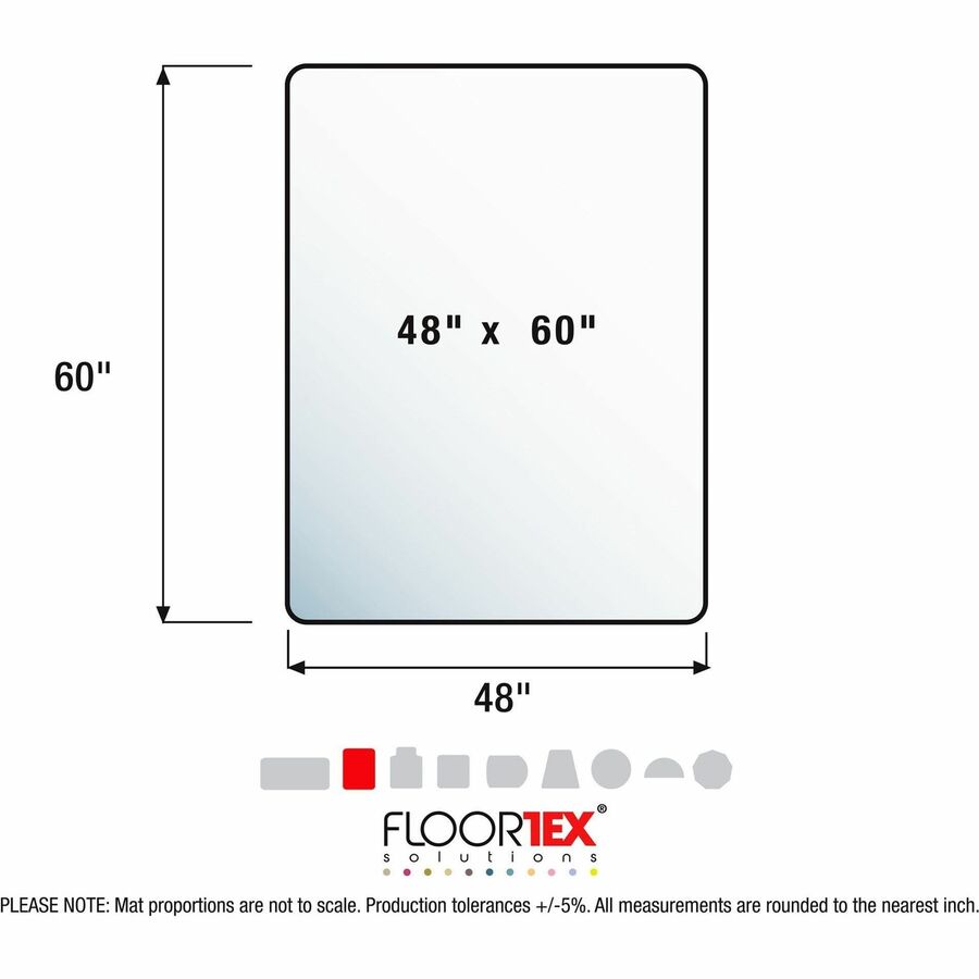 Ecotex Enhanced Polymer Rectangular Chair Mat for Hard Floors - 48" x 60" - Hard Floor - 60" Length x 48" Width x 0.075" Depth x 0.080" Thickness - Rectangular - Clear - 1Each