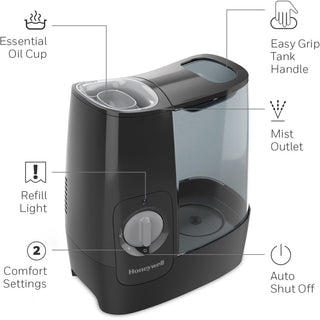Honeywell HWM845 Warm Mist Humidifier - Warm Mist - 1 gal Tank - 520 Sq. ft. - Black
