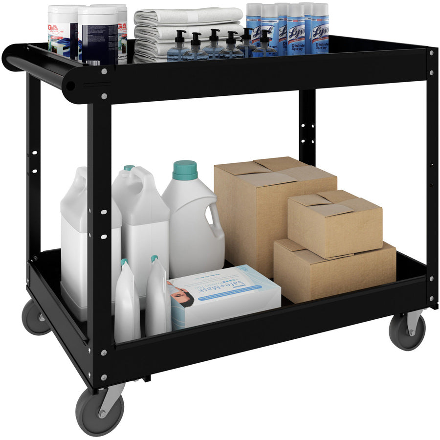 lorell-utility-cart-2-shelf-400-lb-capacity-steel-36-length-x-24-width-x-32-height-black-1-each_llr59690 - 3