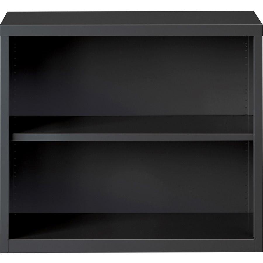 Lorell Fortress Series Bookcase - 34.5" x 12.6"30" - 2 Shelve(s) - Material: Steel - Finish: Charcoal, Powder Coated - Adjustable Shelf, Welded, Durable