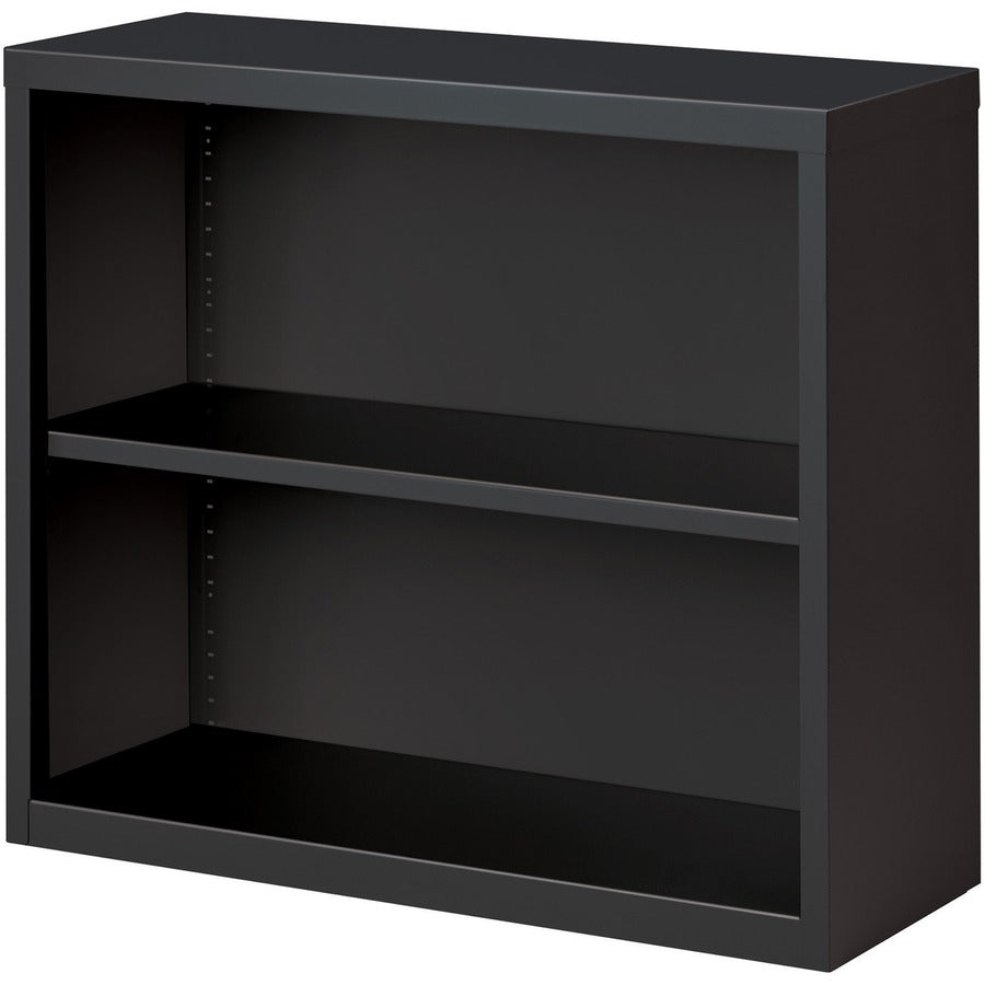 Lorell Fortress Series Bookcase - 34.5" x 12.6"30" - 2 Shelve(s) - Material: Steel - Finish: Charcoal, Powder Coated - Adjustable Shelf, Welded, Durable