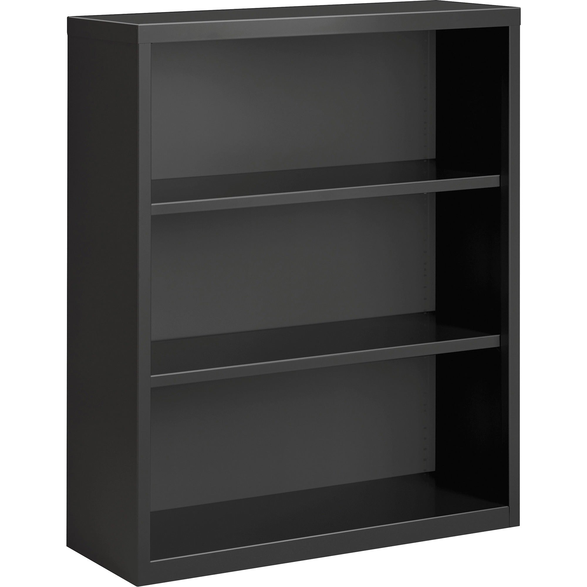 lorell-fortress-series-bookcase-345-x-1342-3-shelves-material-steel-finish-charcoal-powder-coated-adjustable-shelf-welded-durable_llr59692 - 1